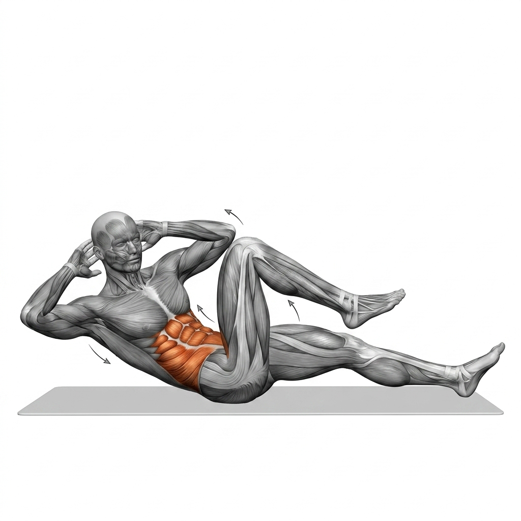 45 Degree Bicycle Twisting Crunch