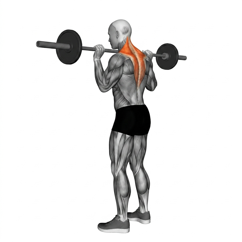 Barbell Back Wide Shrug