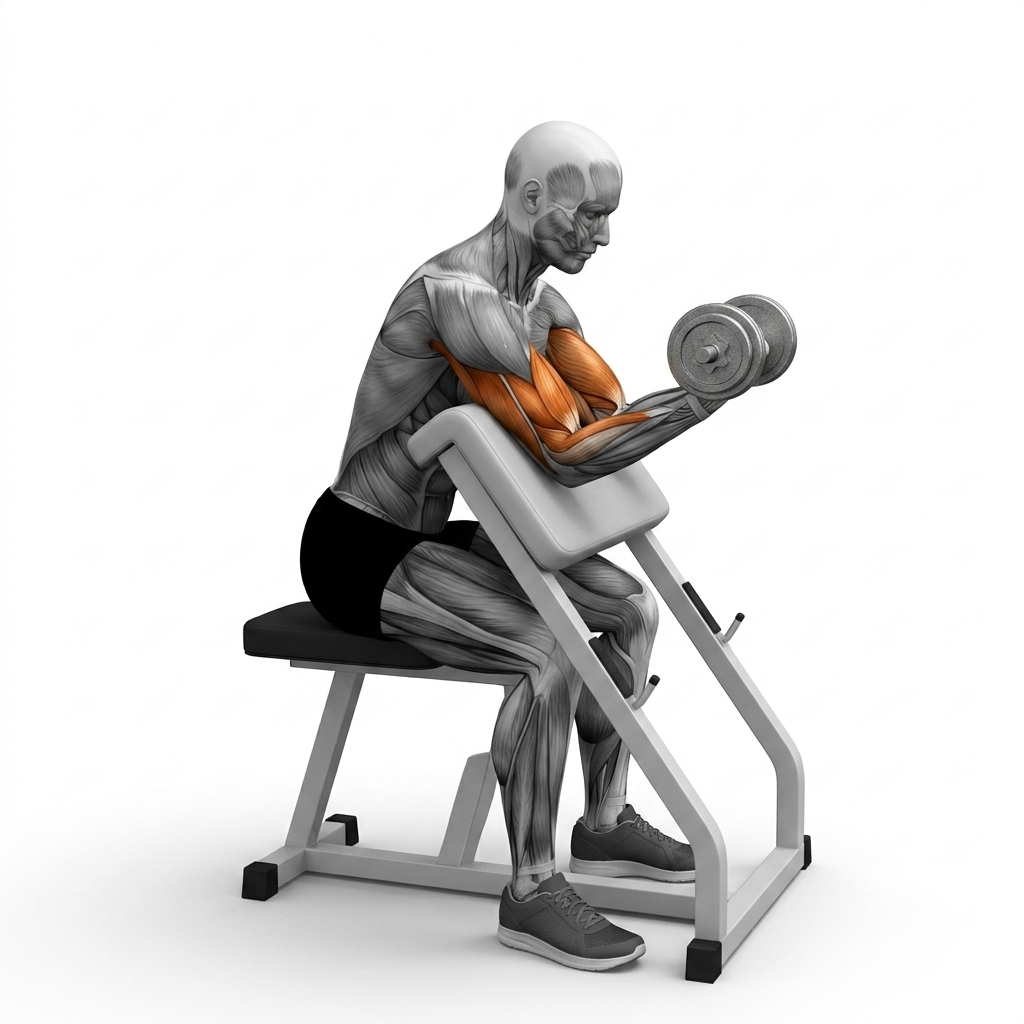 Dumbbell Seated Preacher Curl